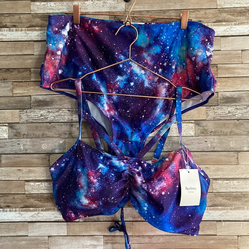 Galaxy Print High Waisted Bikini Size 22